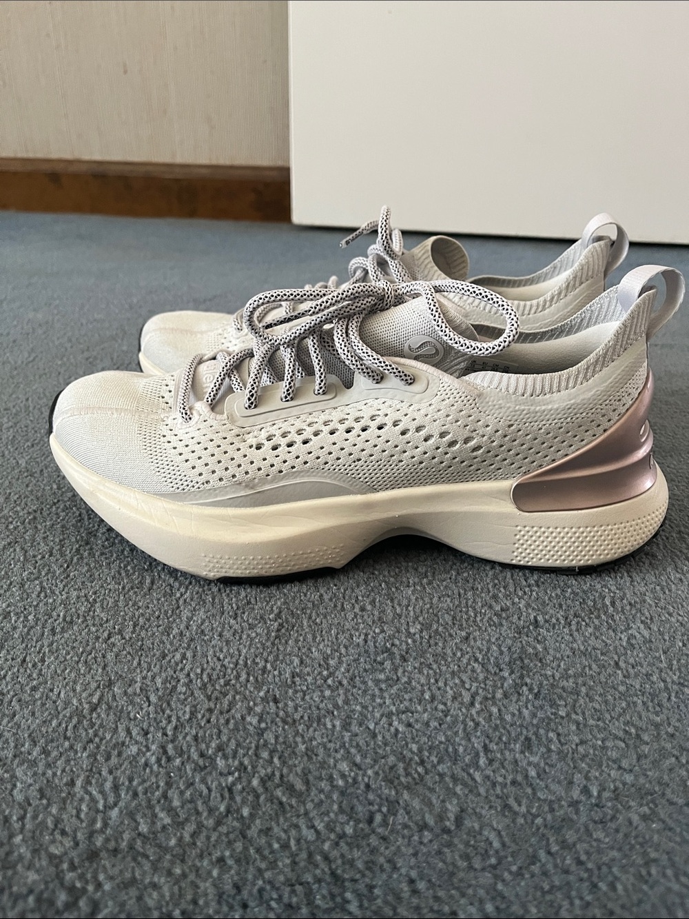 Lululemon athletica White Knit Sneakers with Rose Gold Heel